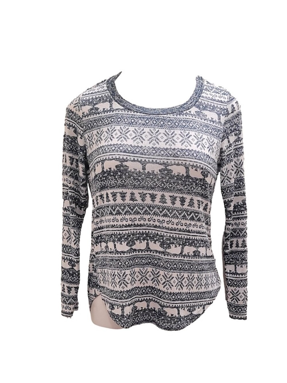 Wallflower Heathered Black and Cream Knit Top